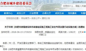 关于印发《合肥市房屋建筑和市政基础设施工程施工安全专项治理行动实施方案》的通知